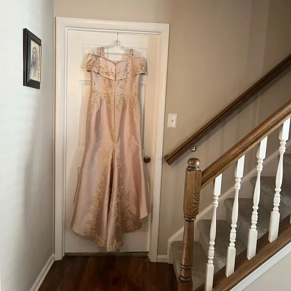 Elegant Gold Embellished Maxi Dress